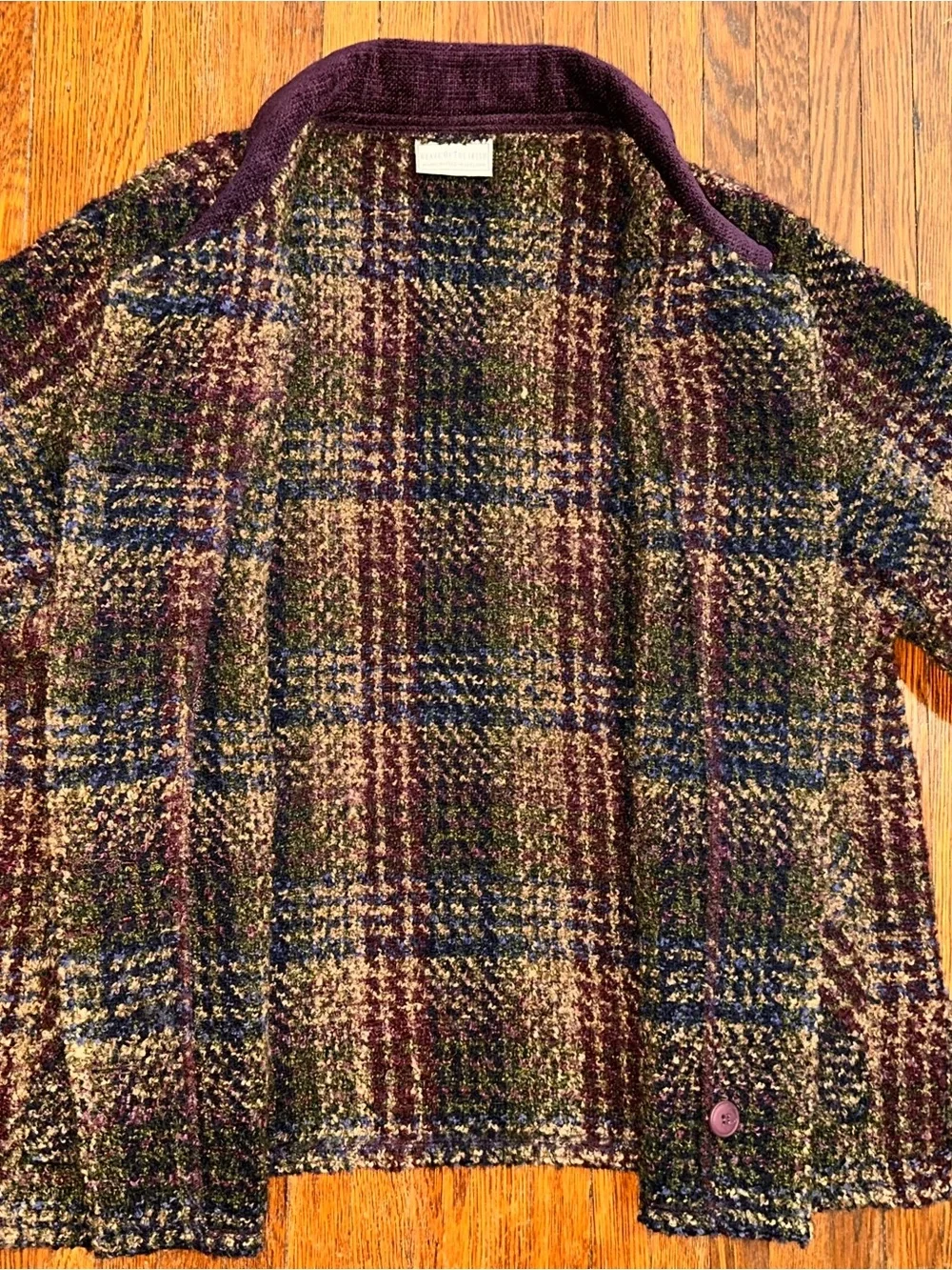 XL Women’s Weave Of The Irish Wool Blend Plaid Purple Multicolor Buttoned Jacket - Picture 5 of 7